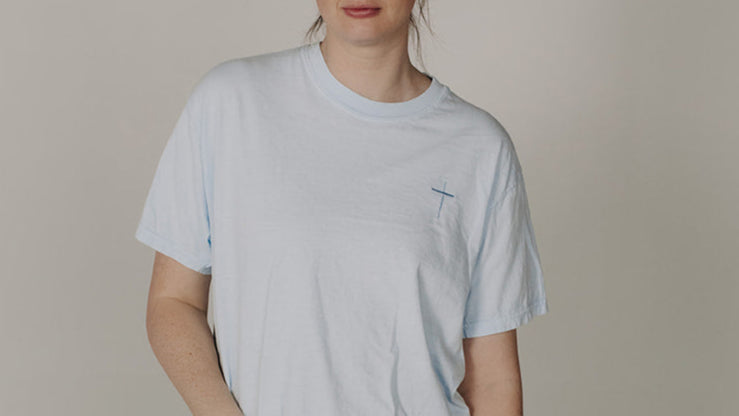 Embroidered Cross | Ice Blue